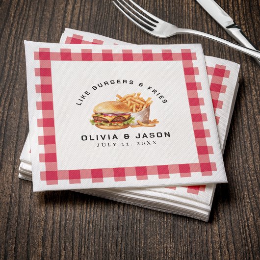 Burgers & Fries Picknick Trouwdouche Servet