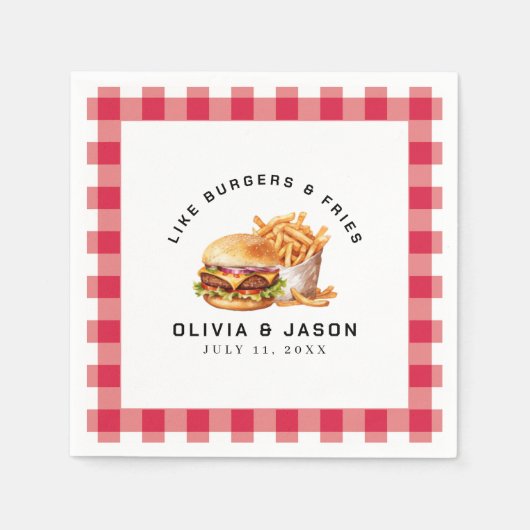 Burgers & Fries Picknick Trouwdouche Servet (Voorkant)