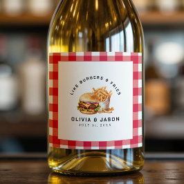 Burgers & Fries Picknick Trouwdouche Sparkling Wijnetiket