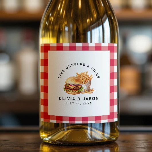 Burgers & Fries Picknick Trouwdouche Sparkling Wijnetiket