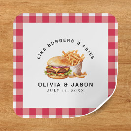 Burgers & Fries Picknick Trouwdouche Vierkante Sticker