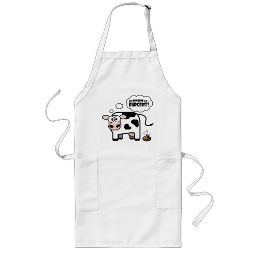 Burgers? Funny Cow Apron Lang Schort (Voorkant)