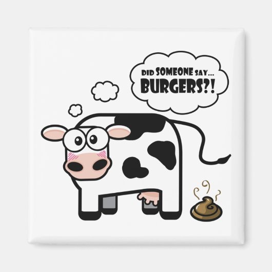 Burgers?! Grappig Koe magneet (Voorkant)