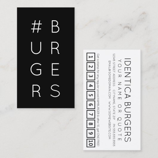 #BURGERS hashtag loyaliteitspunkkaart Klantenkaartje (Voorkant / Achterkant)