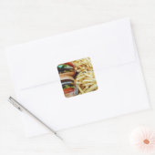 Burgers in Fries Vierkante Sticker (Envelop)