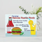 Burgers & Lemonade Picnic Uitnodiging (Staand voorkant)