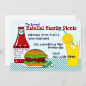 Burgers & Lemonade Picnic Uitnodiging (Voorkant / Achterkant)