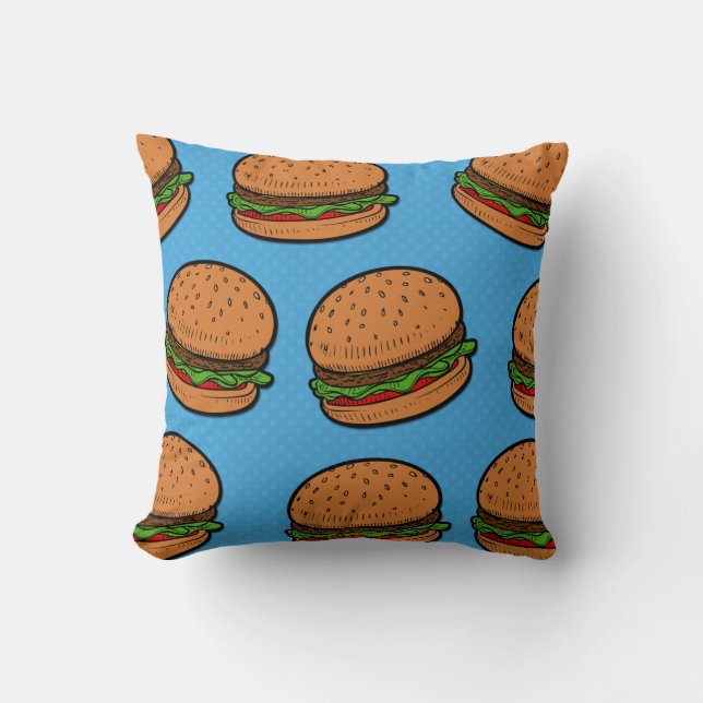 Burgers overal over grappige kussen (Voorkant)