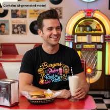 Burgers Shakes Rock 'n' Roll Neon Diner Grafisch o
