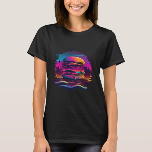 Burgers Synthwave 80s Retrowave Aesthetic  1 T-shirt (Voorkant)