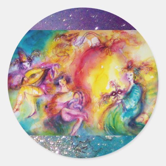 BURGERS VAN DE CARNIVAL / Venetiaanse Masquerade D Ronde Sticker (Voorkant)