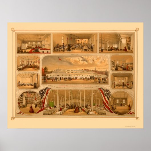 Burgers Volunteer Hospital van P.S. Duval 1862 Poster (Voorkant)