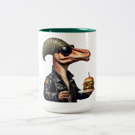 Burgersaurus rex dinosaurus tweekleurige koffiemok
