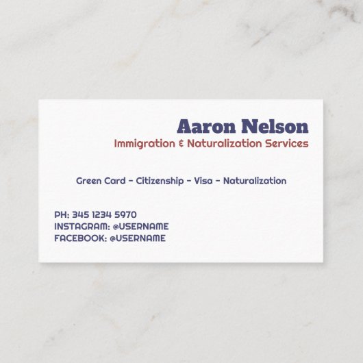 🗽 Burgerschap Immigratie Visitekaartje (Achterkant)