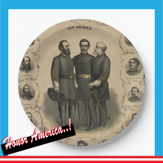 Burgersoorlog 🎖️⚔️ Helden Zuidelijke Generaals Papieren Bordje