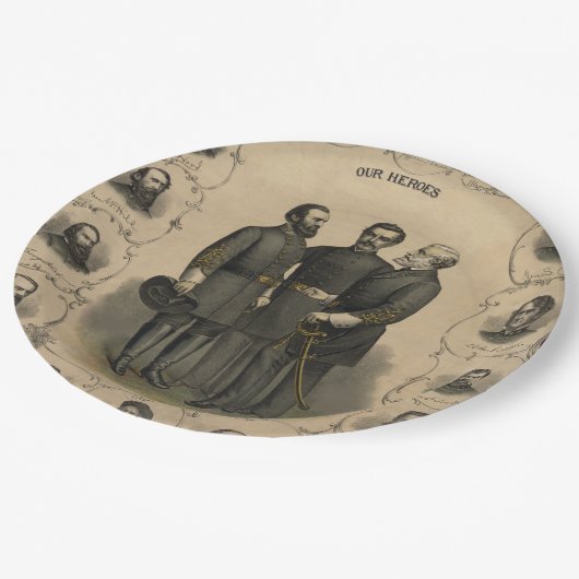Burgersoorlog 🎖️⚔️ Helden Zuidelijke Generaals Papieren Bordje (Gekanteld)