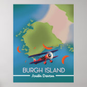 Burgh Island Devon reiskaart Poster (Voorkant)