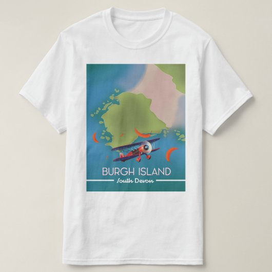 Burgh Island Devon reiskaart T-shirt (Design voorkant)