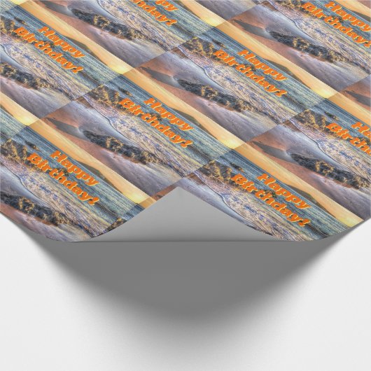 Burgh Island op Sundown, Happy Birthday Cadeaupapier (Hoek)