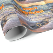 Burgh Island op Sundown, Happy Birthday Cadeaupapier (Rol Hoek)