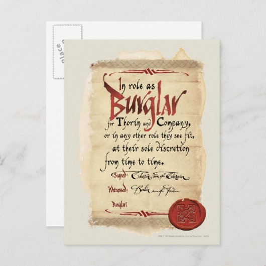 Burglar-contract Briefkaart (Voorkant / Achterkant)