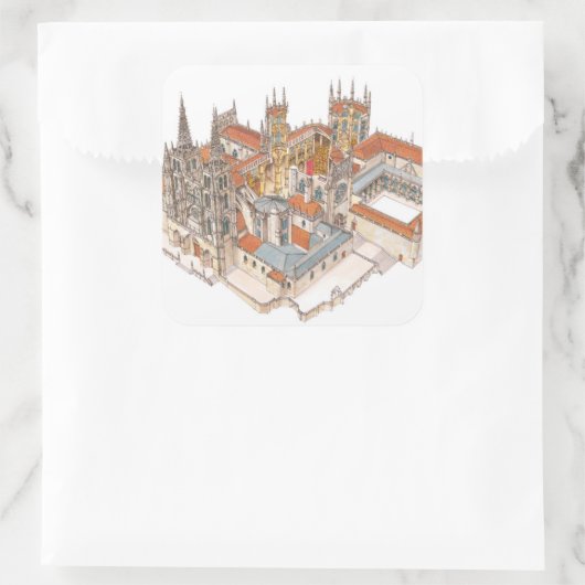 Burgos Cathedraal. Spanje Vierkante Sticker (Tas)