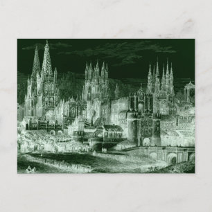Burgos Cathedral Gothic Engraving Negative Vintage Briefkaart