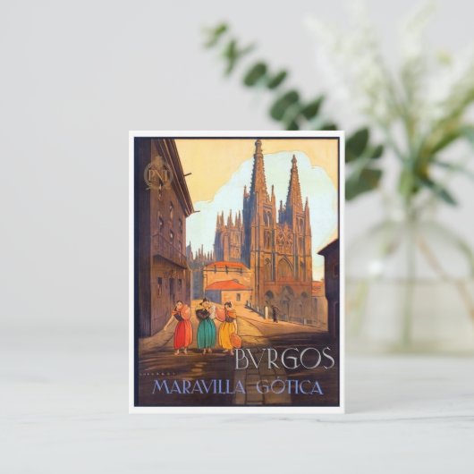 Burgos-kathedraal, drie vrouw op straat briefkaart (Staand voorkant)