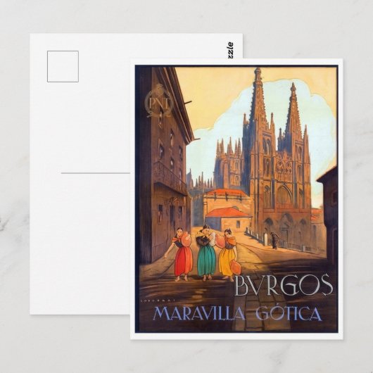 Burgos-kathedraal, drie vrouw op straat briefkaart (Voorkant / Achterkant)