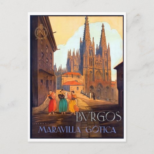 Burgos-kathedraal, drie vrouw op straat briefkaart (Voorkant)