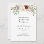 Burgund, Blush, Groene Bloem Vrijgezellenfeest Kaart (Voorkant)