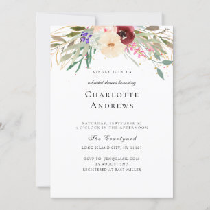 Burgund, Blush, Groene Bloem Vrijgezellenfeest Kaart