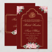 Burgund Elegant Moskee Goud Islamitische Moslim br Kaart (Voorkant / Achterkant)