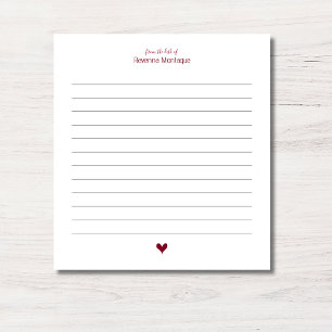 Burgund Hart Minimalistisch Op Maat Gemaakte Naam Notitieblok