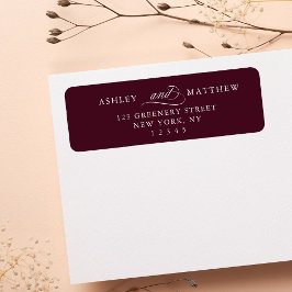 Burgund Romantic Swirly Calligraphy Retouradres Etiket