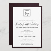 BURGUNDIËN FLUWELEN ZIJDE UW LOGO WORKSHOP EVENEME KAART (Voorkant / Achterkant)