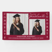 Burgundy 2 Photo Collage Congrats Afstudeerder 202 Spandoek (Horizontaal)