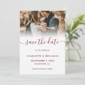 Burgundy 2 Photo Wedding Save the Date Kaart (Staand voorkant)