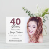 Burgundy 40 en Fabulous 40e verjaardag foto Kaart (Staand voorkant)