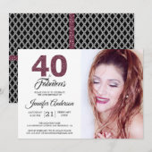 Burgundy 40 en Fabulous 40e verjaardag foto Kaart (Voorkant / Achterkant)