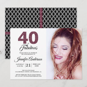 Burgundy 40 en Fabulous 40e verjaardag foto Kaart