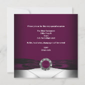 Burgundy 40th Birthday Diamond White Silver Party Kaart (Achterkant)