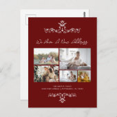 Burgundy 5 Foto's  aankondiging Briefkaart (Voorkant / Achterkant)