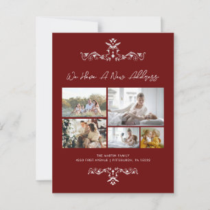 Burgundy 5 Foto's  aankondiging Briefkaart