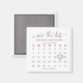 Burgundy 5 Rows Calendar Save the Date Wedding Magneet (Voorkant / Achterkant)