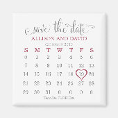Burgundy 5 Rows Calendar Save the Date Wedding Magneet (Voorkant)