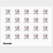 Burgundy 60 en Sassy | Typografie 60e verjaardag Ronde Sticker (Vel)