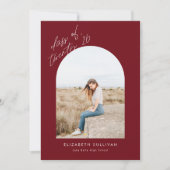 Burgundy Afstudeerfoto Klas van 2025 Diploma-uitre Aankondiging (Voorkant)