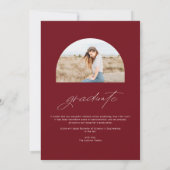 Burgundy Afstudeerfoto Klas van 2025 Diploma-uitre Aankondiging (Achterkant)