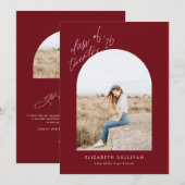 Burgundy Afstudeerfoto Klas van 2025 Diploma-uitre Aankondiging (Voorkant / Achterkant)